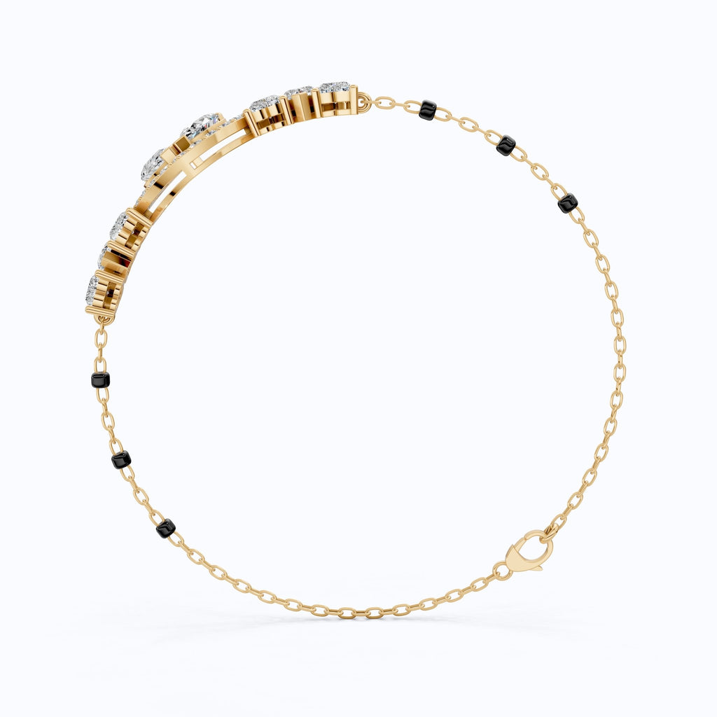 Unique Love Halo Heart Center Mangalsutra Bracelet in 14K Solid Gold, 2.50 TCW Pear Cut Lab Grown Diamonds, Wedding Jewelry, Anniversary Gift for Wife - Shoora Designs