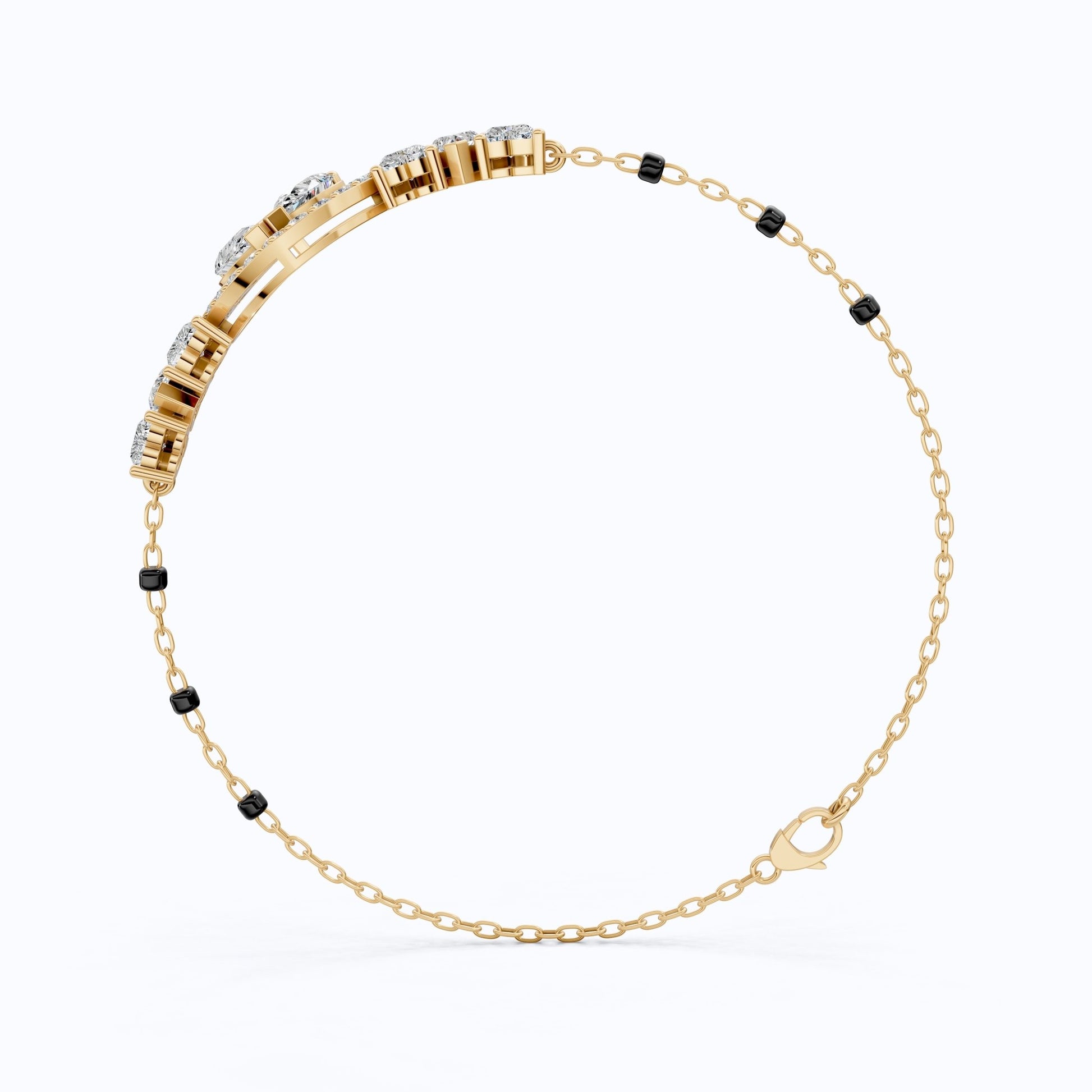 Unique Love Halo Heart Center Mangalsutra Bracelet in 14K Solid Gold, 2.50 TCW Pear Cut Lab Grown Diamonds, Wedding Jewelry, Anniversary Gift for Wife - Shoora Designs