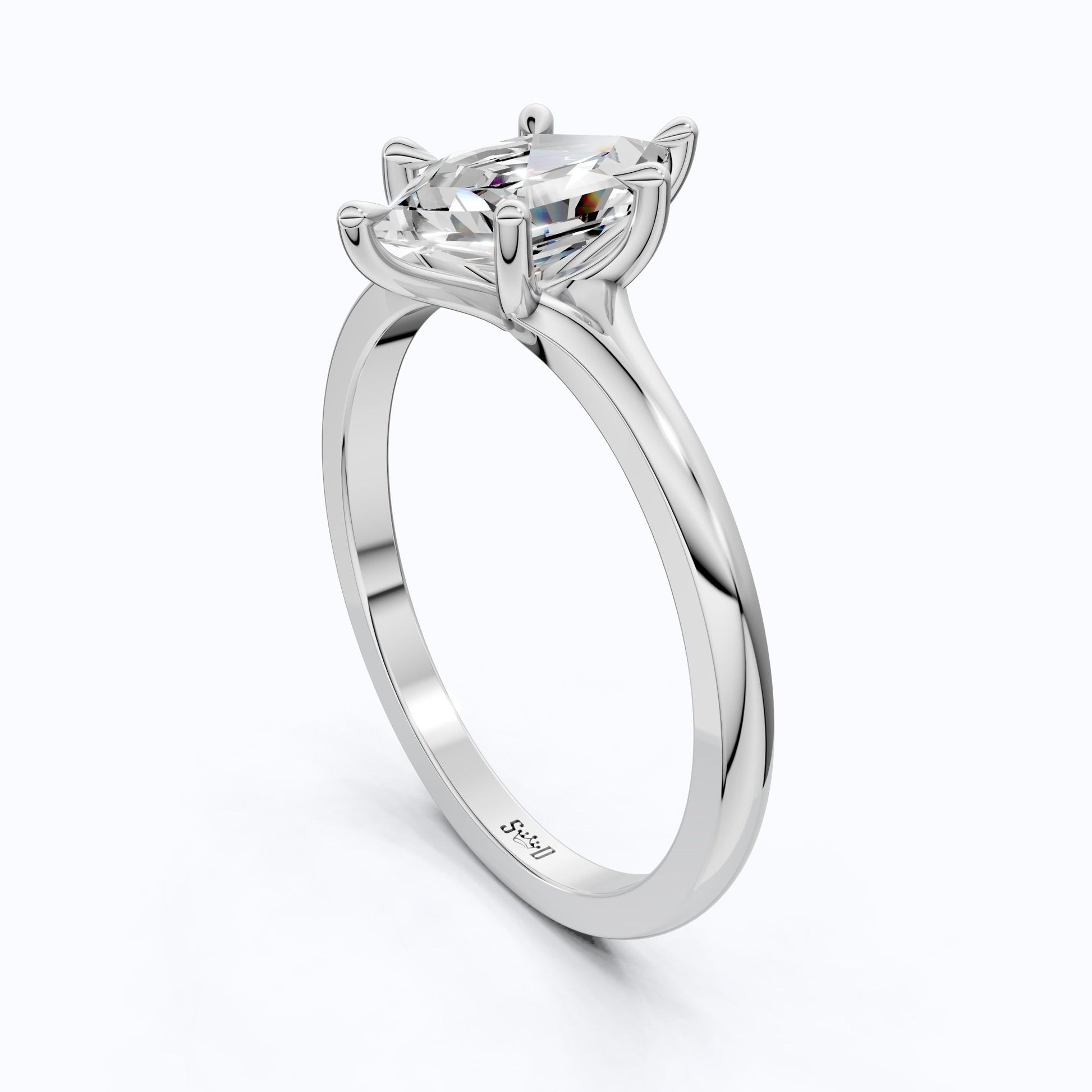 Unique Six Prong Solitaire Engagement Ring in 14k Solid Gold, 1.00 CT Dutch Marquise Cut Lab Created Diamond, Promise Ring, Gift for Women - Shoora Designs