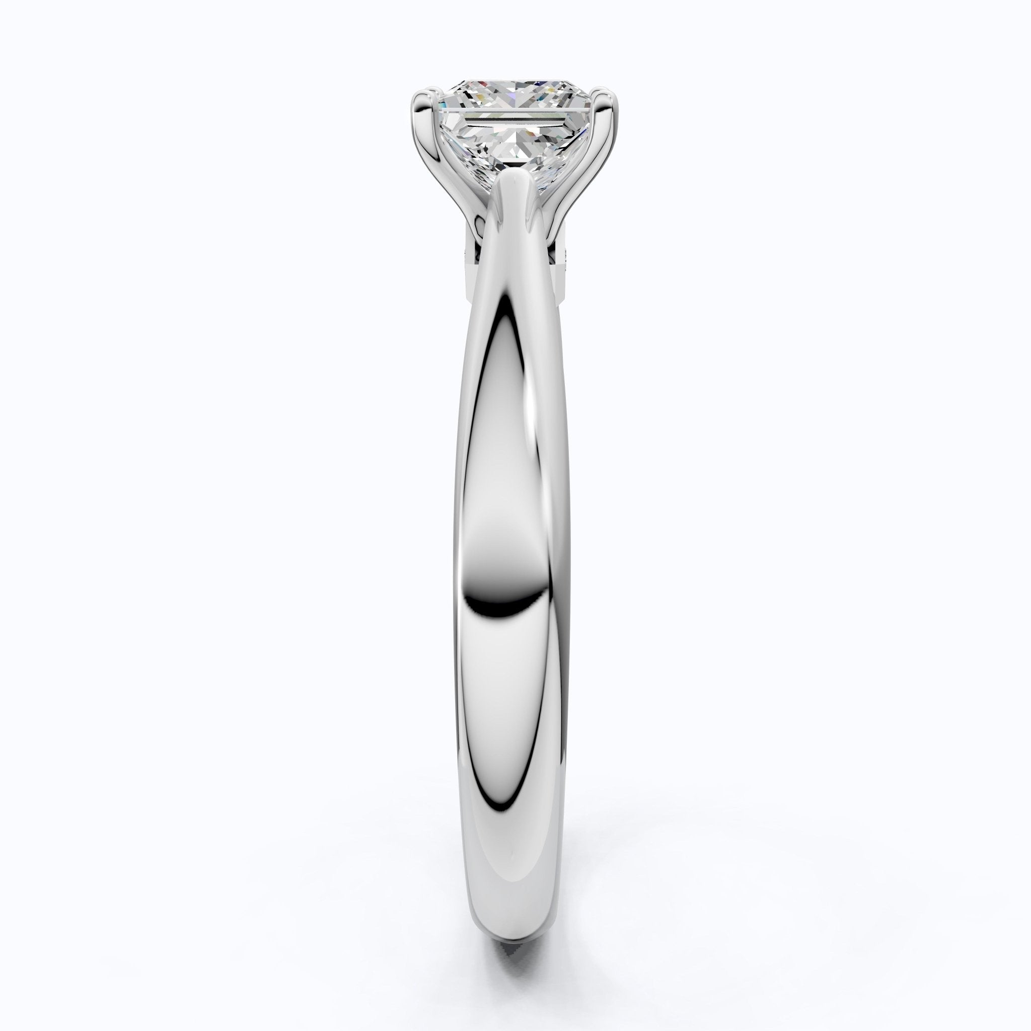 Unique Solitaire Accent Diamond Engagement Ring in 14K Solid Gold, 0.70 Princess Cut Lab Grown Diamond, Anniversary Gift for Her, Christmas Gift - Shoora Designs