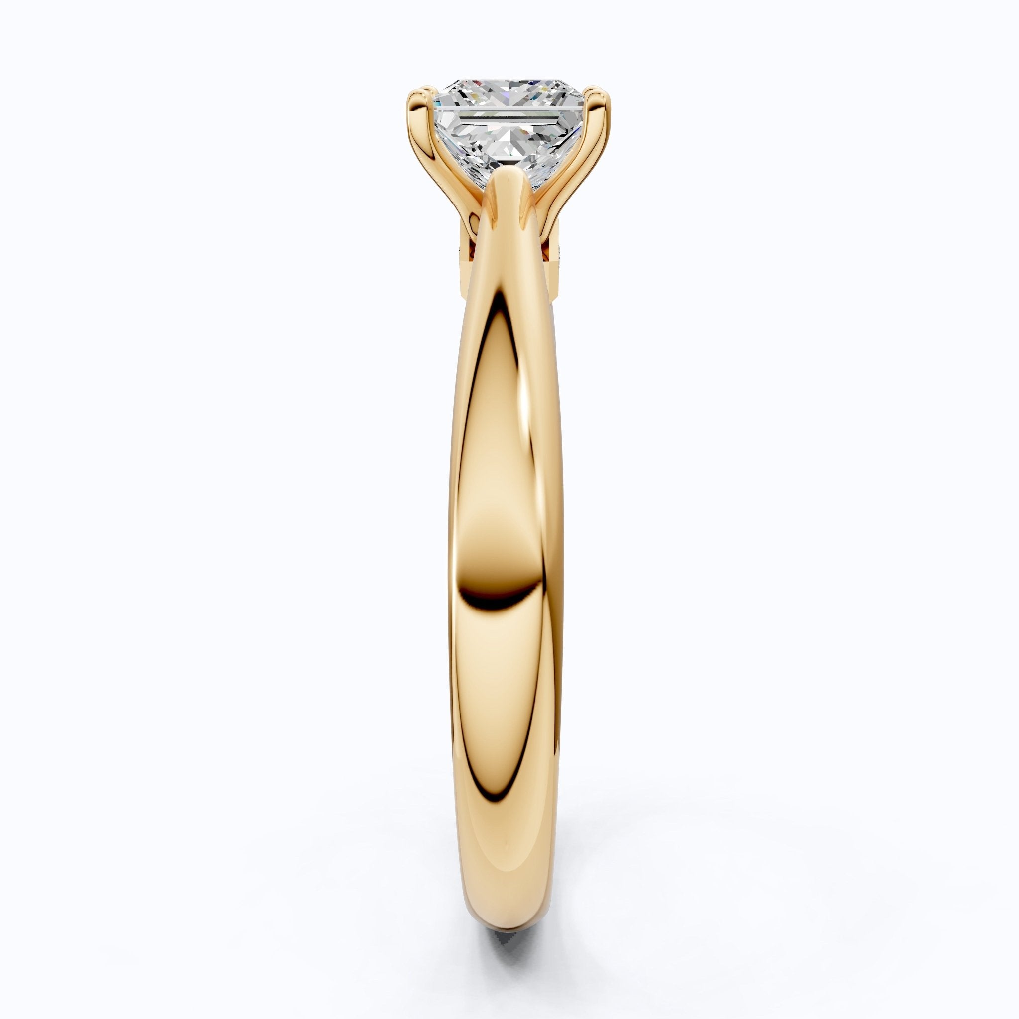 Unique Solitaire Accent Diamond Engagement Ring in 14K Solid Gold, 0.70 Princess Cut Lab Grown Diamond, Anniversary Gift for Her, Christmas Gift - Shoora Designs