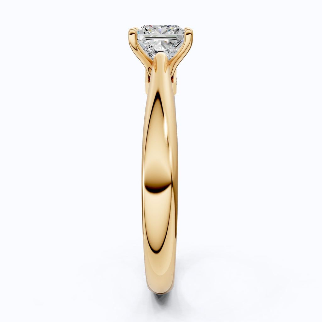 Unique Solitaire Accent Diamond Engagement Ring in 14K Solid Gold, 0.70 Princess Cut Lab Grown Diamond, Anniversary Gift for Her, Christmas Gift - Shoora Designs