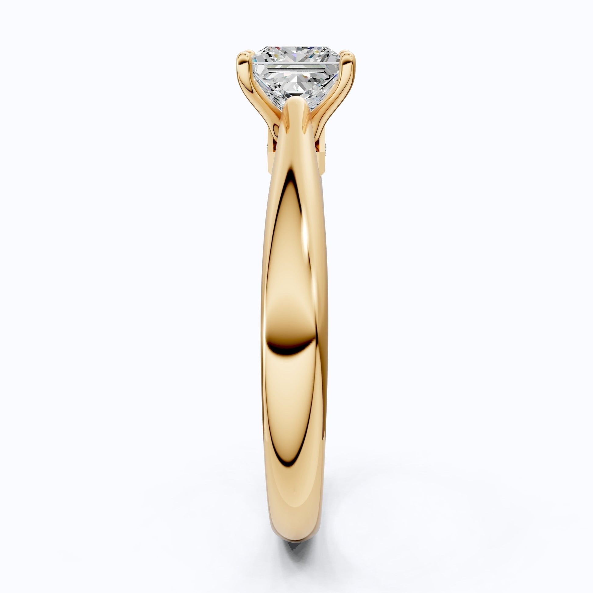 Unique Solitaire Accent Diamond Engagement Ring in 14K Solid Gold, 0.70 Princess Cut Lab Grown Diamond, Anniversary Gift for Her, Christmas Gift - Shoora Designs