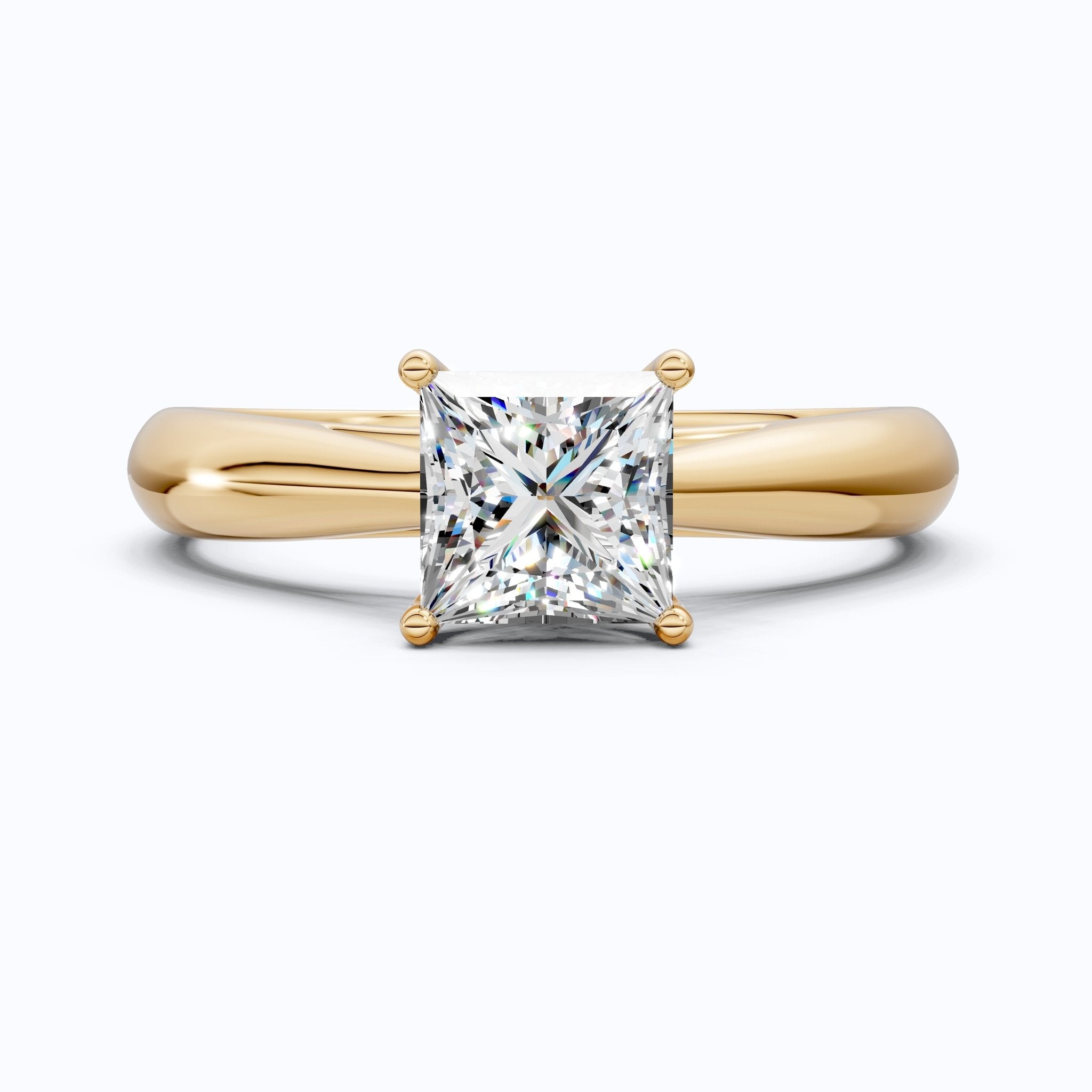 Unique Solitaire Accent Diamond Engagement Ring in 14K Solid Gold, 0.70 Princess Cut Lab Grown Diamond, Anniversary Gift for Her, Christmas Gift - Shoora Designs