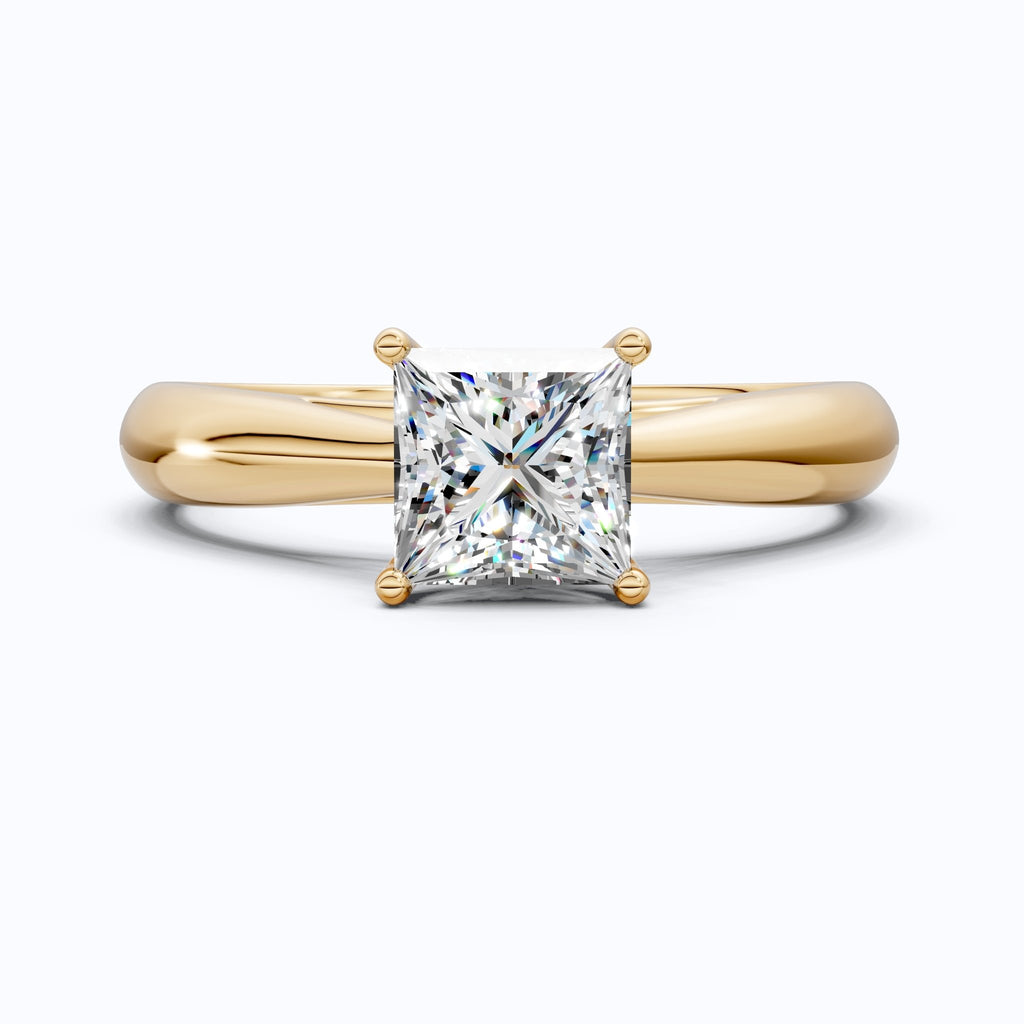 Unique Solitaire Accent Diamond Engagement Ring in 14K Solid Gold, 0.70 Princess Cut Lab Grown Diamond, Anniversary Gift for Her, Christmas Gift - Shoora Designs