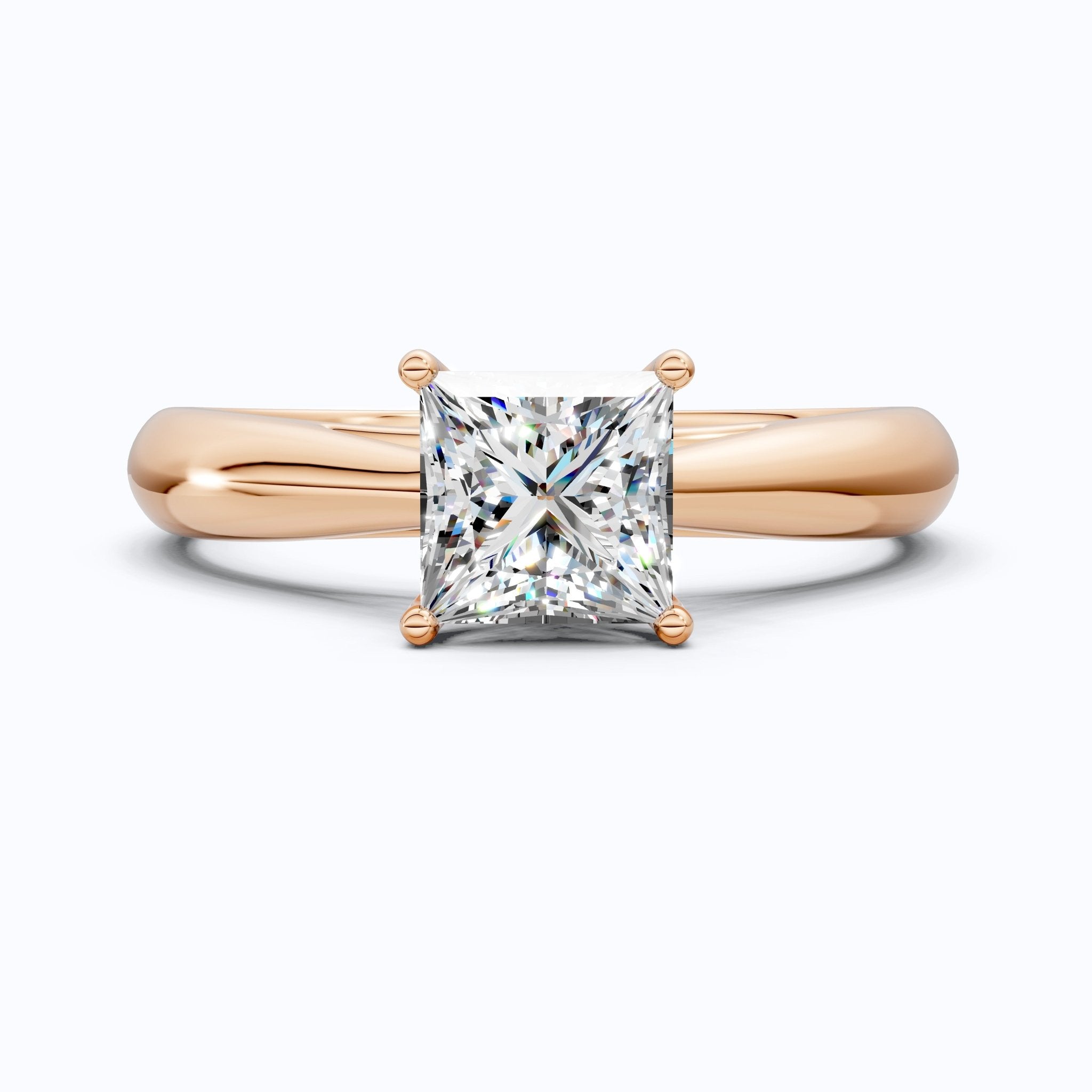 Unique Solitaire Accent Diamond Engagement Ring in 14K Solid Gold, 0.70 Princess Cut Lab Grown Diamond, Anniversary Gift for Her, Christmas Gift - Shoora Designs