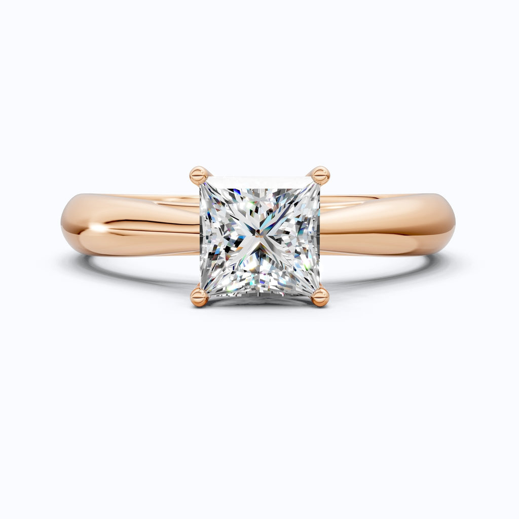 Unique Solitaire Accent Diamond Engagement Ring in 14K Solid Gold, 0.70 Princess Cut Lab Grown Diamond, Anniversary Gift for Her, Christmas Gift - Shoora Designs