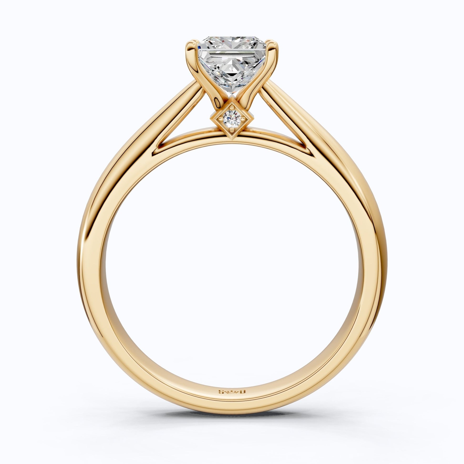 Unique Solitaire Accent Diamond Engagement Ring in 14K Solid Gold, 0.70 Princess Cut Lab Grown Diamond, Anniversary Gift for Her, Christmas Gift - Shoora Designs