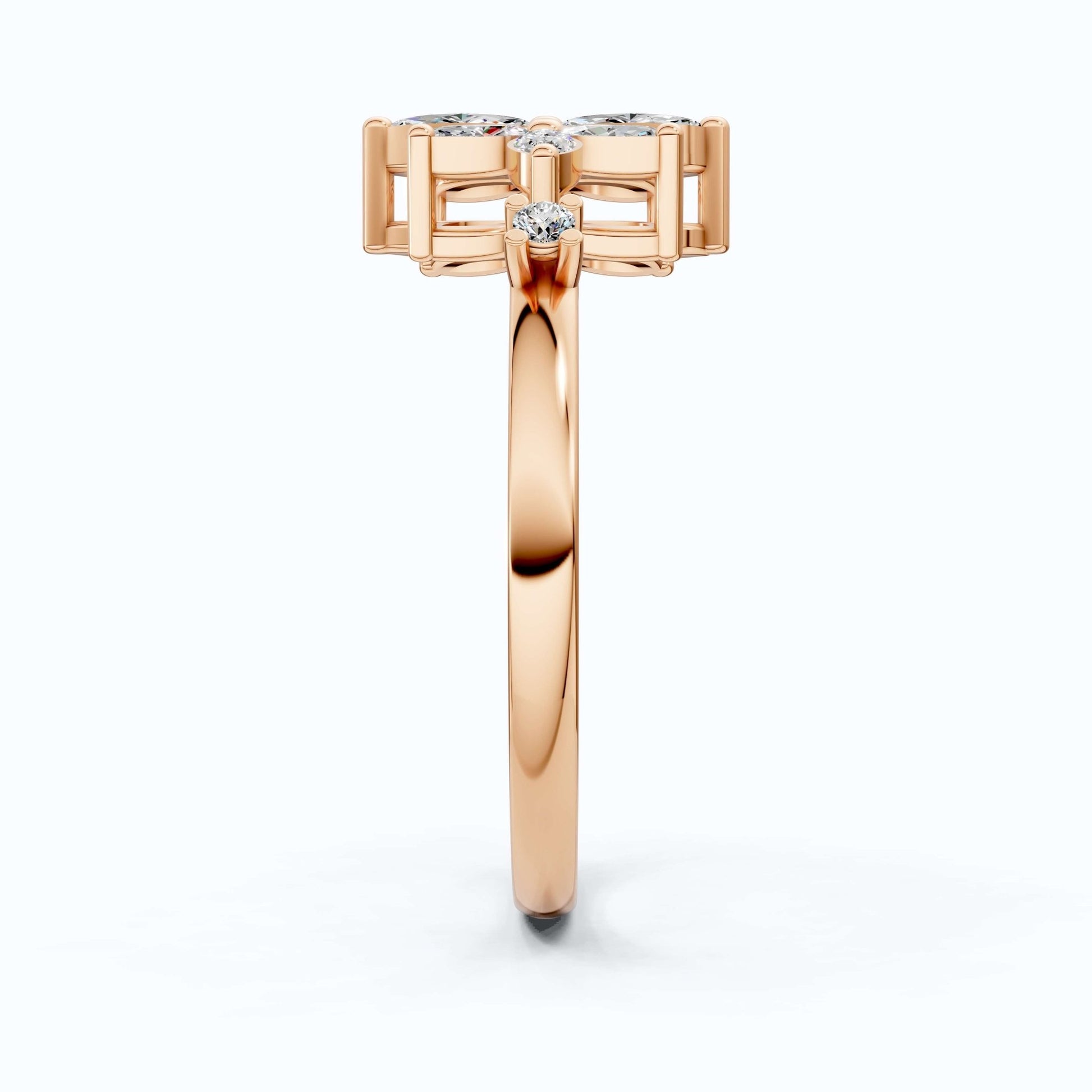 Vintage Art Deco Marquise Engagement Ring in 14k Solid Gold, 0.28 TCW Marquise/Round Cut Lab Diamonds, Anniversary Gift For Her, Everyday Ring - Shoora Designs