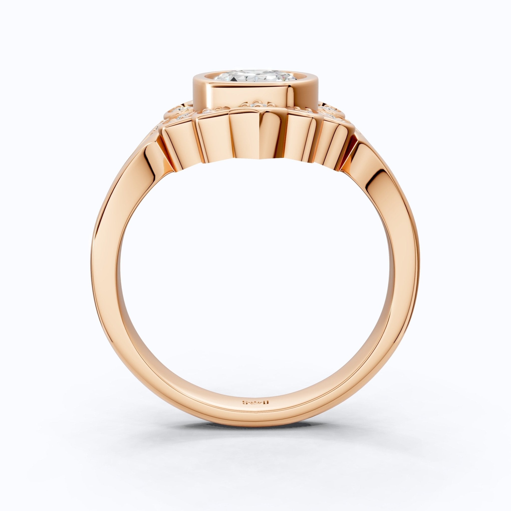 Vintage Floral Halo Wedding Ring in Lab Grown Diamond – Solid 9k/14k Gold or Sterling Silver Engagement Ring Bridal Jewelry Gift for Wife, Handmade Jewelry - Shoora Designs