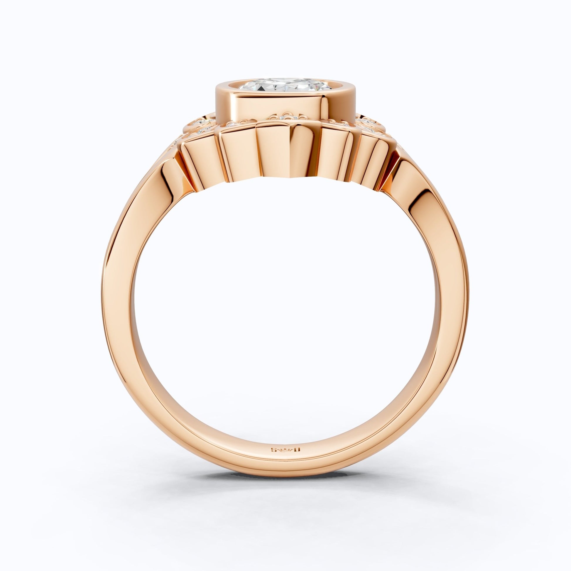 Vintage Floral Halo Wedding Ring in Lab Grown Diamond – Solid 9k/14k Gold or Sterling Silver Engagement Ring Bridal Jewelry Gift for Wife, Handmade Jewelry - Shoora Designs