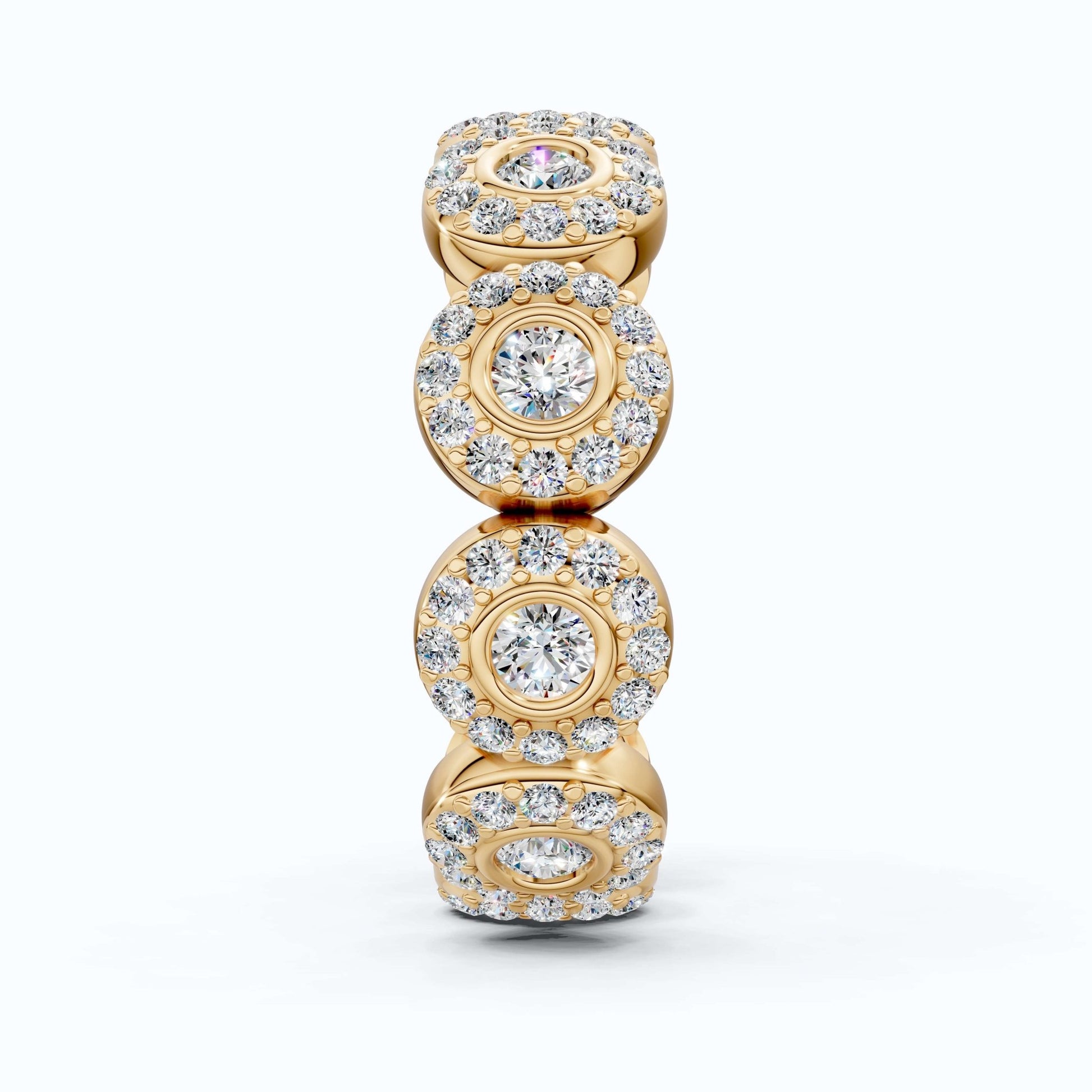 Vintage Halo Full Eternity Wedding Band in 14k Solid Gold, 1.62 TCW Round Cut Lab Created Diamonds, Birthday Gift for Her, Elegant Wedding Band - Shoora Designs