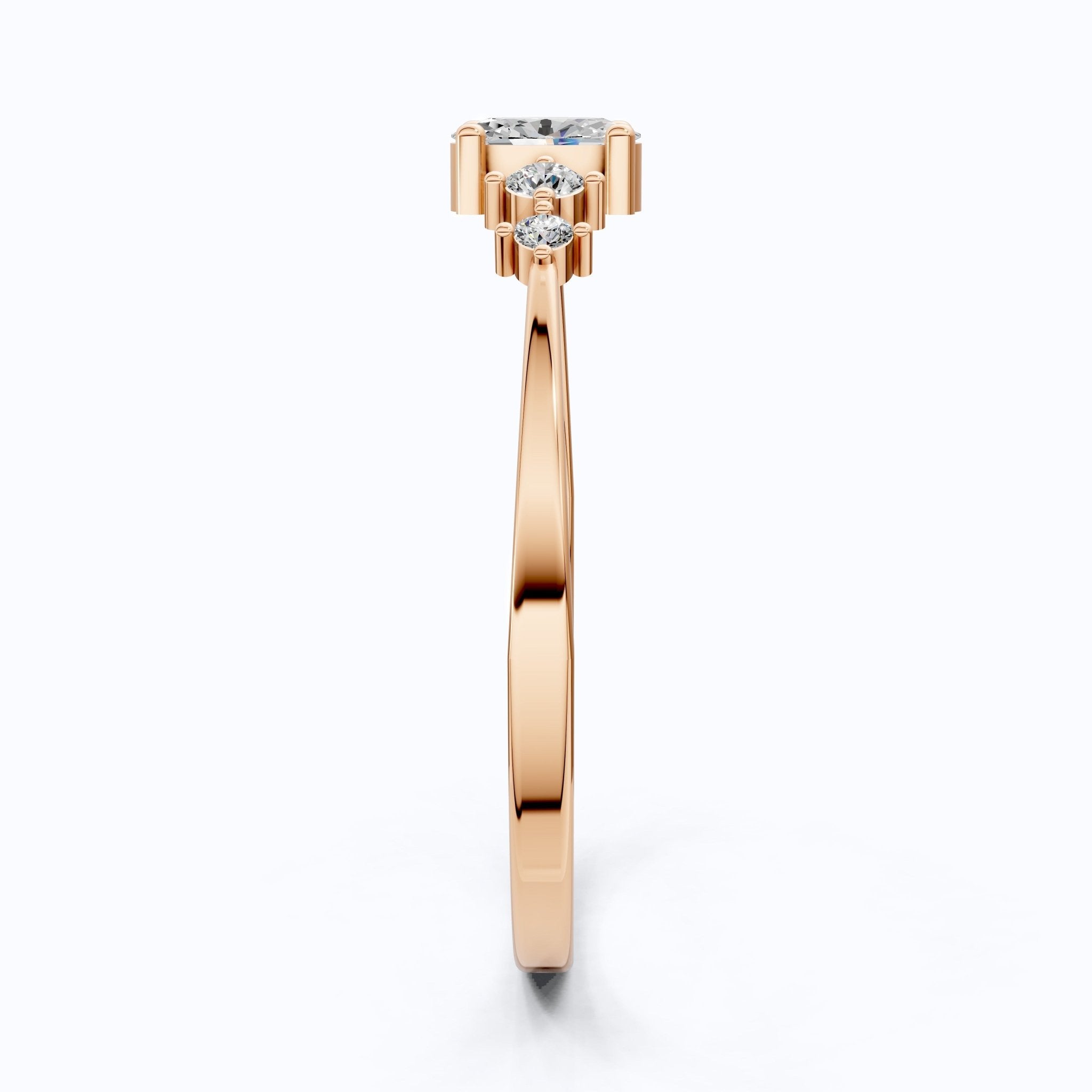 Vintage - Inspired Oval Stacker Wedding Ring in 14K Solid Gold, 0.18 CT Oval Cut Lab Grown Diamond, Promise Ring, Anniversary Gift For Her - Shoora Designs