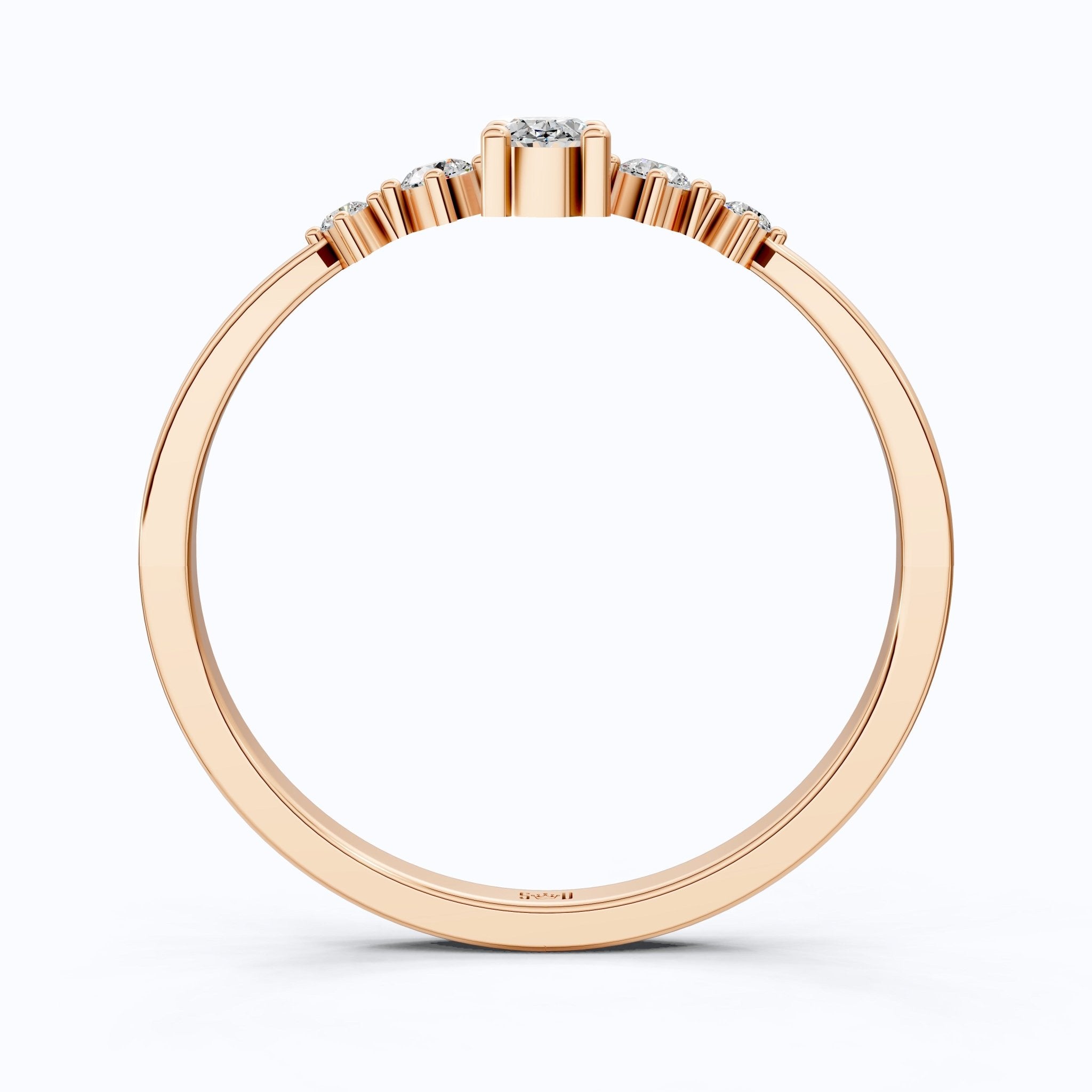 Vintage - Inspired Oval Stacker Wedding Ring in 14K Solid Gold, 0.18 CT Oval Cut Lab Grown Diamond, Promise Ring, Anniversary Gift For Her - Shoora Designs