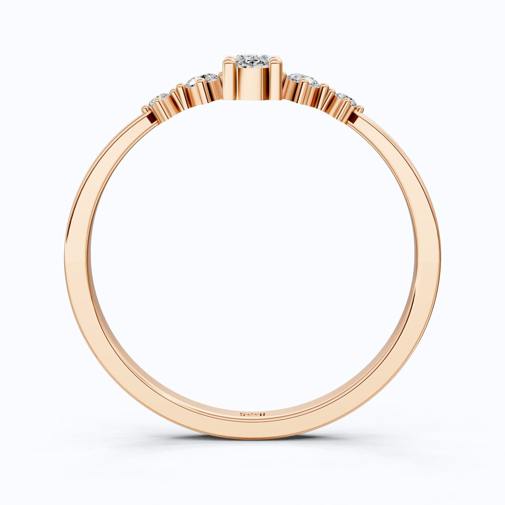 Vintage - Inspired Oval Stacker Wedding Ring in 14K Solid Gold, 0.18 CT Oval Cut Lab Grown Diamond, Promise Ring, Anniversary Gift For Her - Shoora Designs