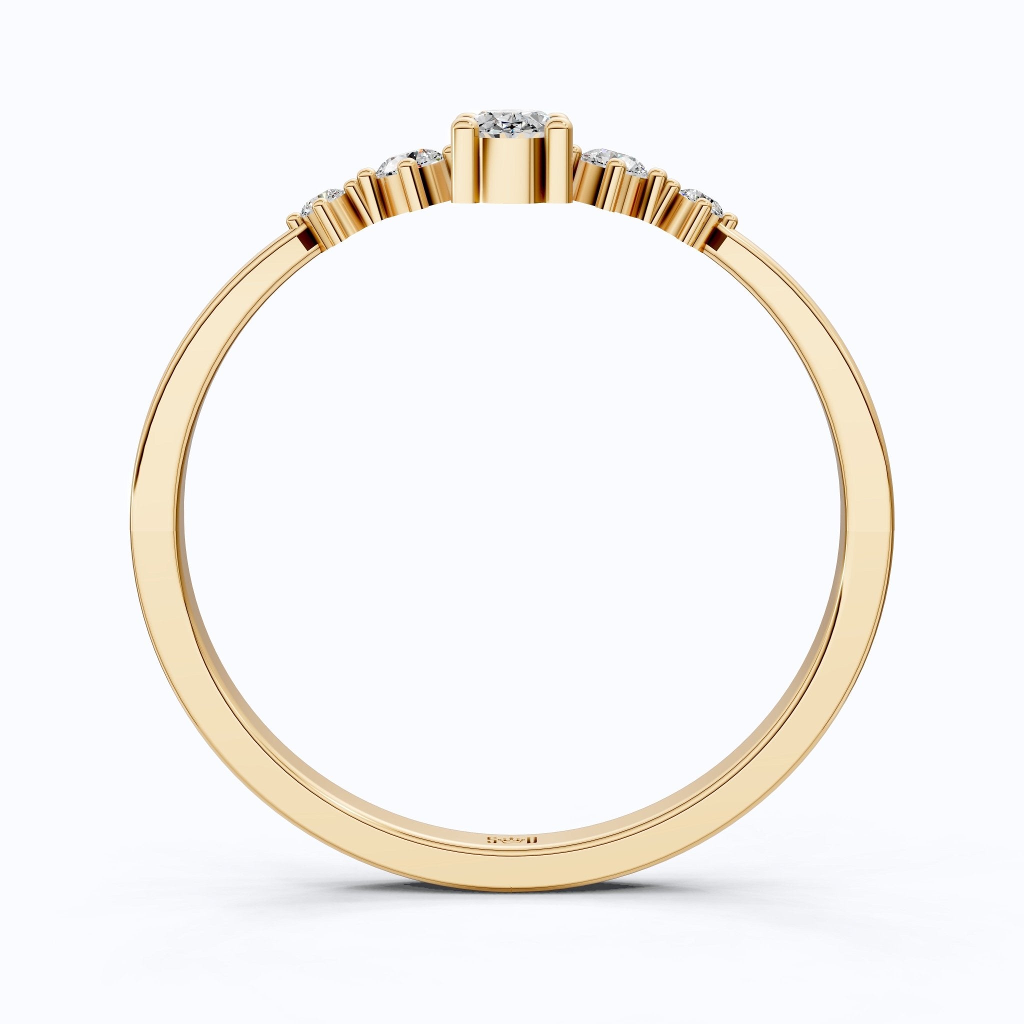 Vintage - Inspired Oval Stacker Wedding Ring in 14K Solid Gold, 0.18 CT Oval Cut Lab Grown Diamond, Promise Ring, Anniversary Gift For Her - Shoora Designs