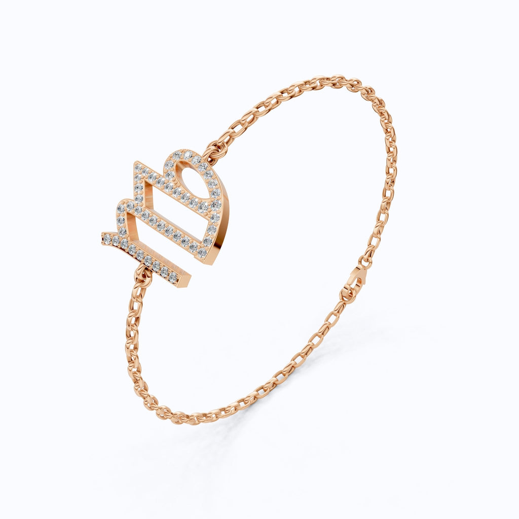 Virgo Sign Elegant Link Chain Bracelet in 14k Rose Gold, 0.46 TCW Round Cut Lab Grown Diamonds, Personalized Friendship Jewelry, Birthday Gift for Her - Shoora Designs