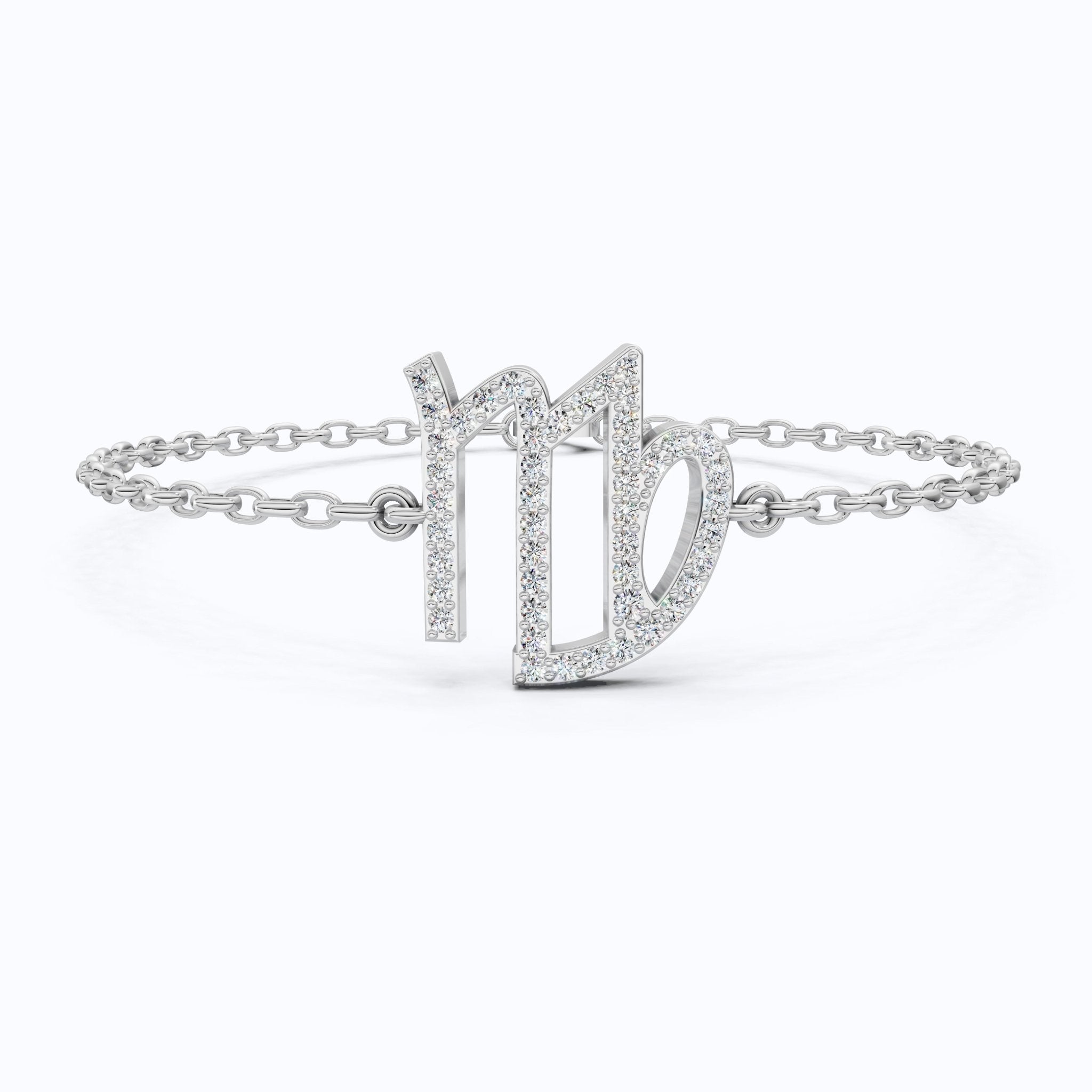 Virgo Sign Elegant Link Chain Bracelet in 14k Rose Gold, 0.46 TCW Round Cut Lab Grown Diamonds, Personalized Friendship Jewelry, Birthday Gift for Her - Shoora Designs