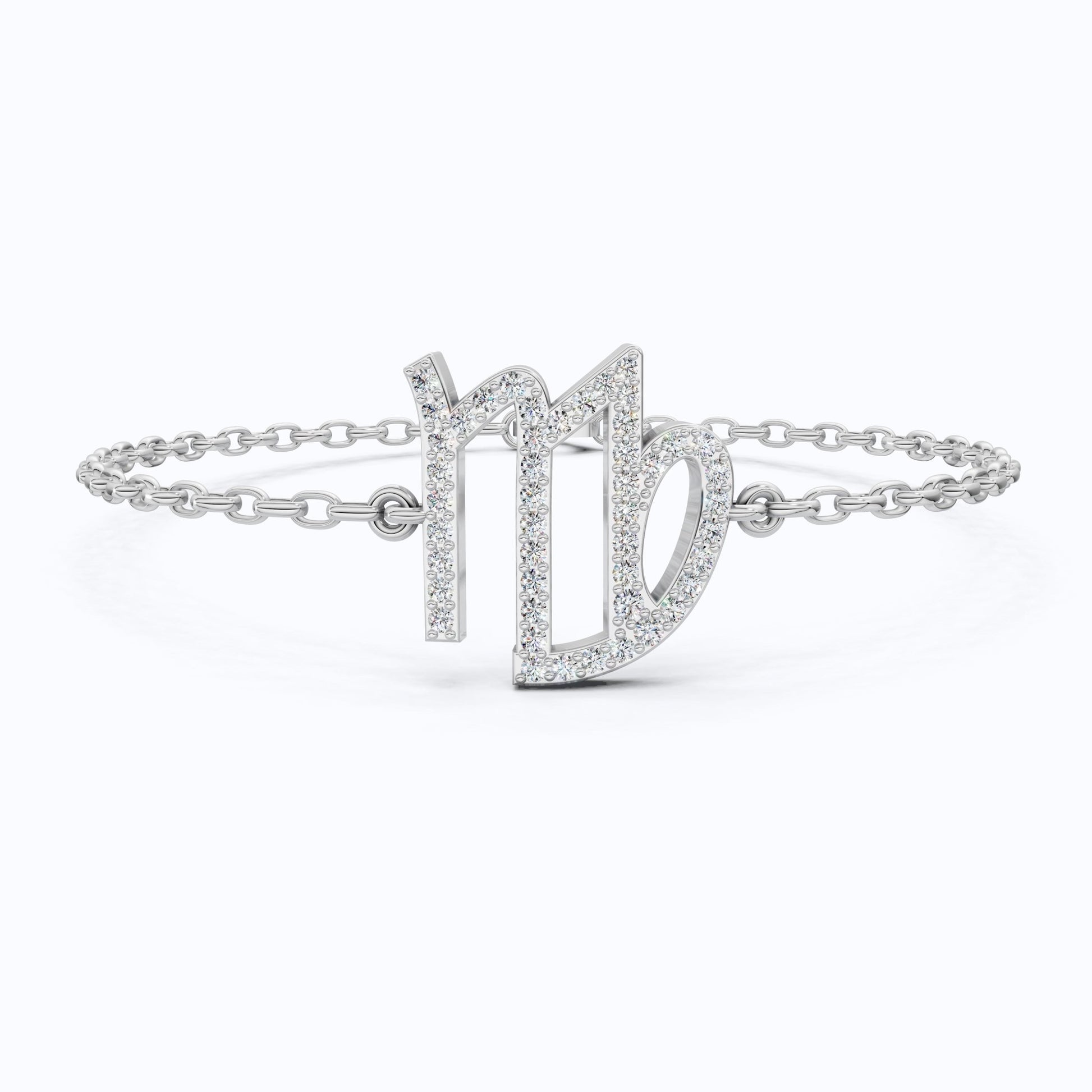 Virgo Sign Elegant Link Chain Bracelet in 14k Rose Gold, 0.46 TCW Round Cut Lab Grown Diamonds, Personalized Friendship Jewelry, Birthday Gift for Her - Shoora Designs